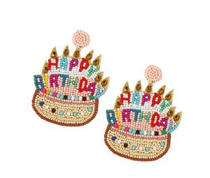 Seed Bead Birthday Cake Earrings