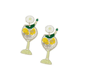 Seed Bead Lemon Cocktail Earrings