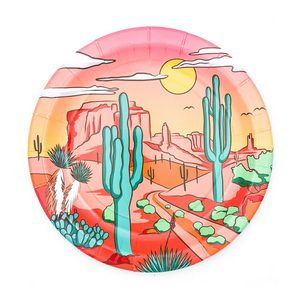 Cactus Desert Plates on white background.