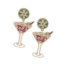 Rhinestone Martini Earrings