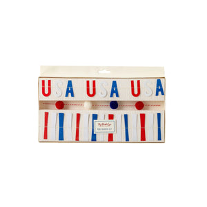 Stars and Stripes Ticker Tape Mini Banner Set on a white background.