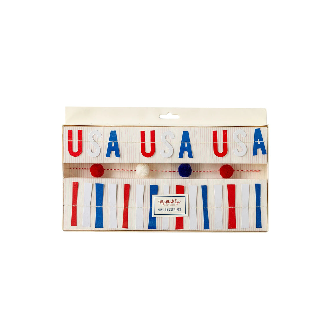 Stars and Stripes Ticker Tape Mini Banner Set on a white background.