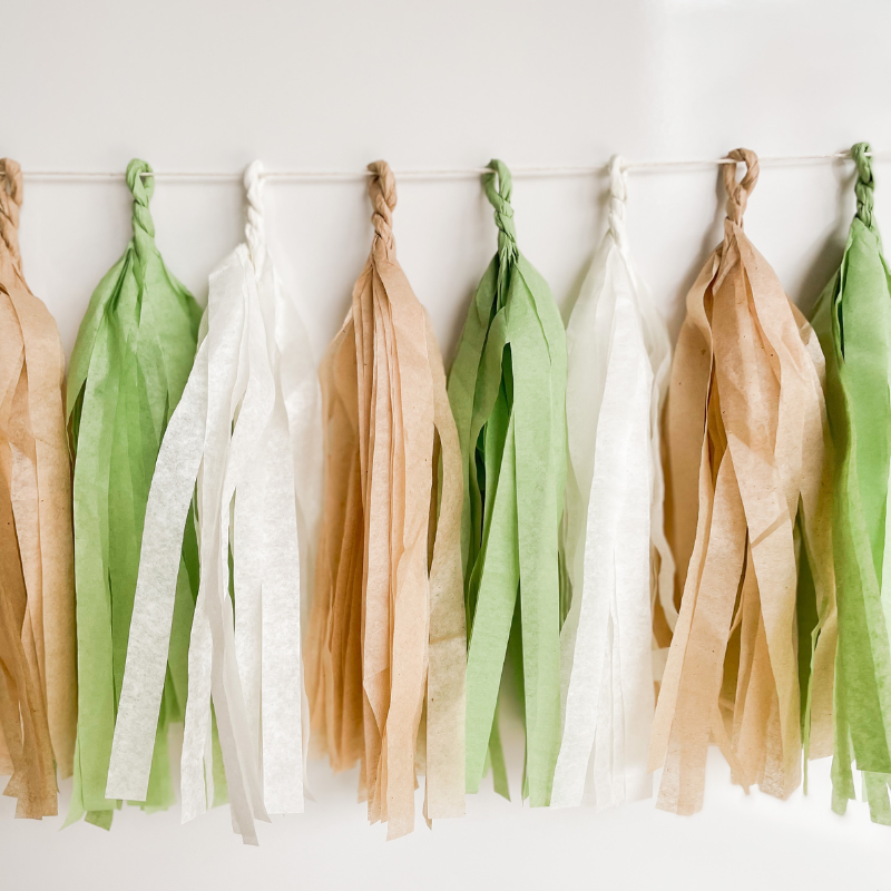 Tissue paper tassel,Tassel Garland,eucalyptus wedding, eucalyptus  decorations,green Tassel Garland,Sage green Garland,gold and green wedding