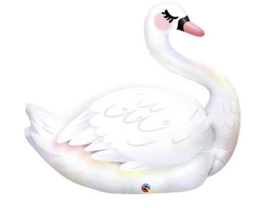 Beautiful swan balloon on a white background.