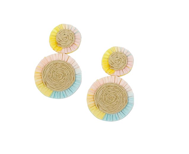 Pastel Raffia Disks Earrings