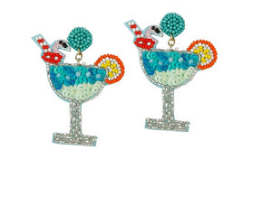 Seed Bead Flamingo Cocktail Earrings