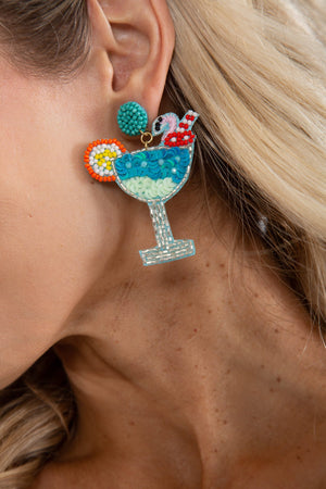 Seed Bead Flamingo Cocktail Earrings