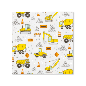 Construction themed napkins on a white background.