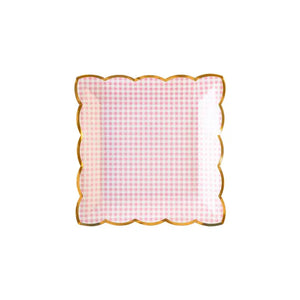 Pink Gingham Paper Plates