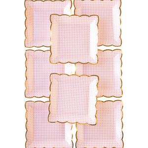 Pink Gingham Paper Plates