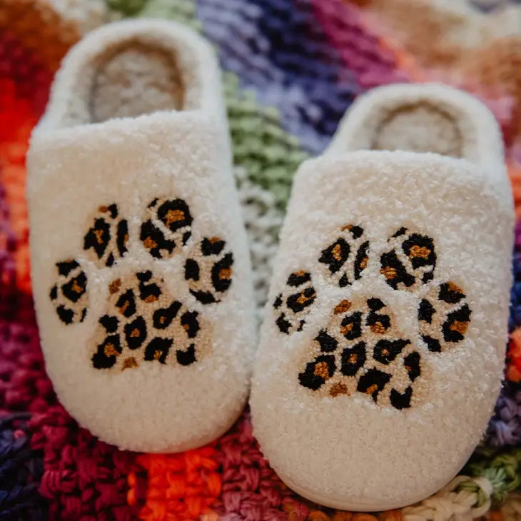 Paw Print Leopard Slippers