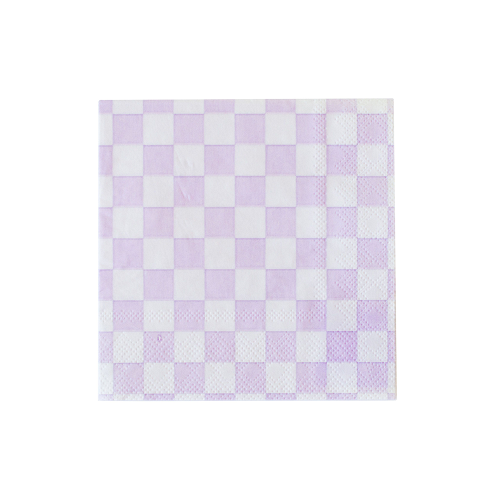 Checkered Lilac Napkins | 20 Pk.