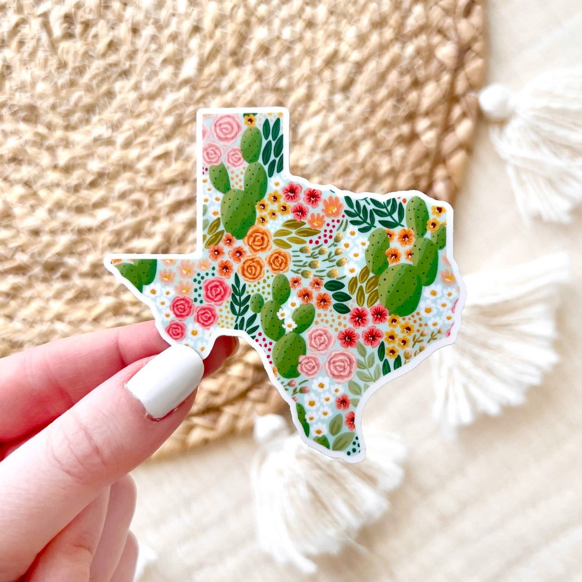 Texas Cactus Blooms State Sticker