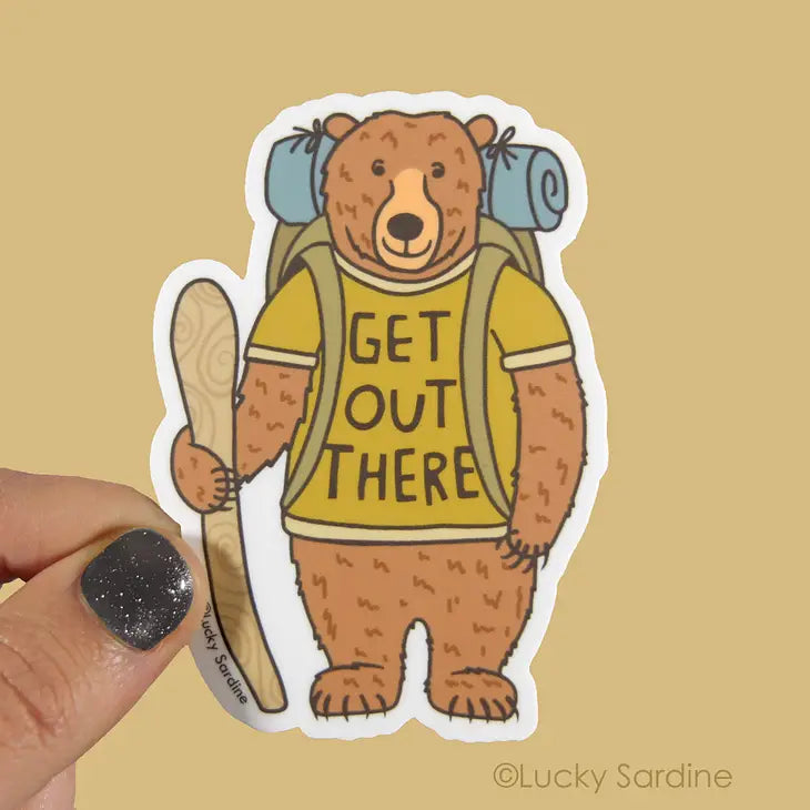 Hiking Bear Sticker