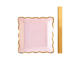 Pink Gingham Paper Plates