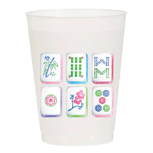 Mahjong Tiles Frosted Cups | Set of 6