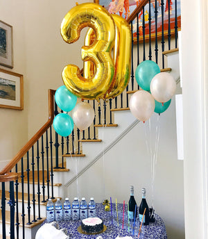 30th Birthday Balloons Gold, Silver or Rose Gold Number Balloons