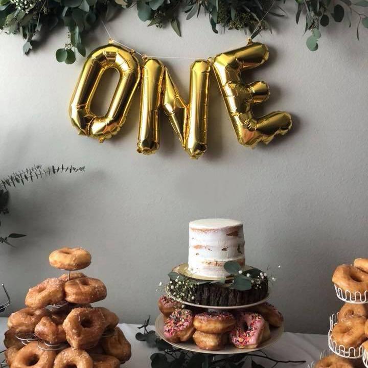 "One" Mylar Letter Balloons in Gold, Rose Gold or Silver