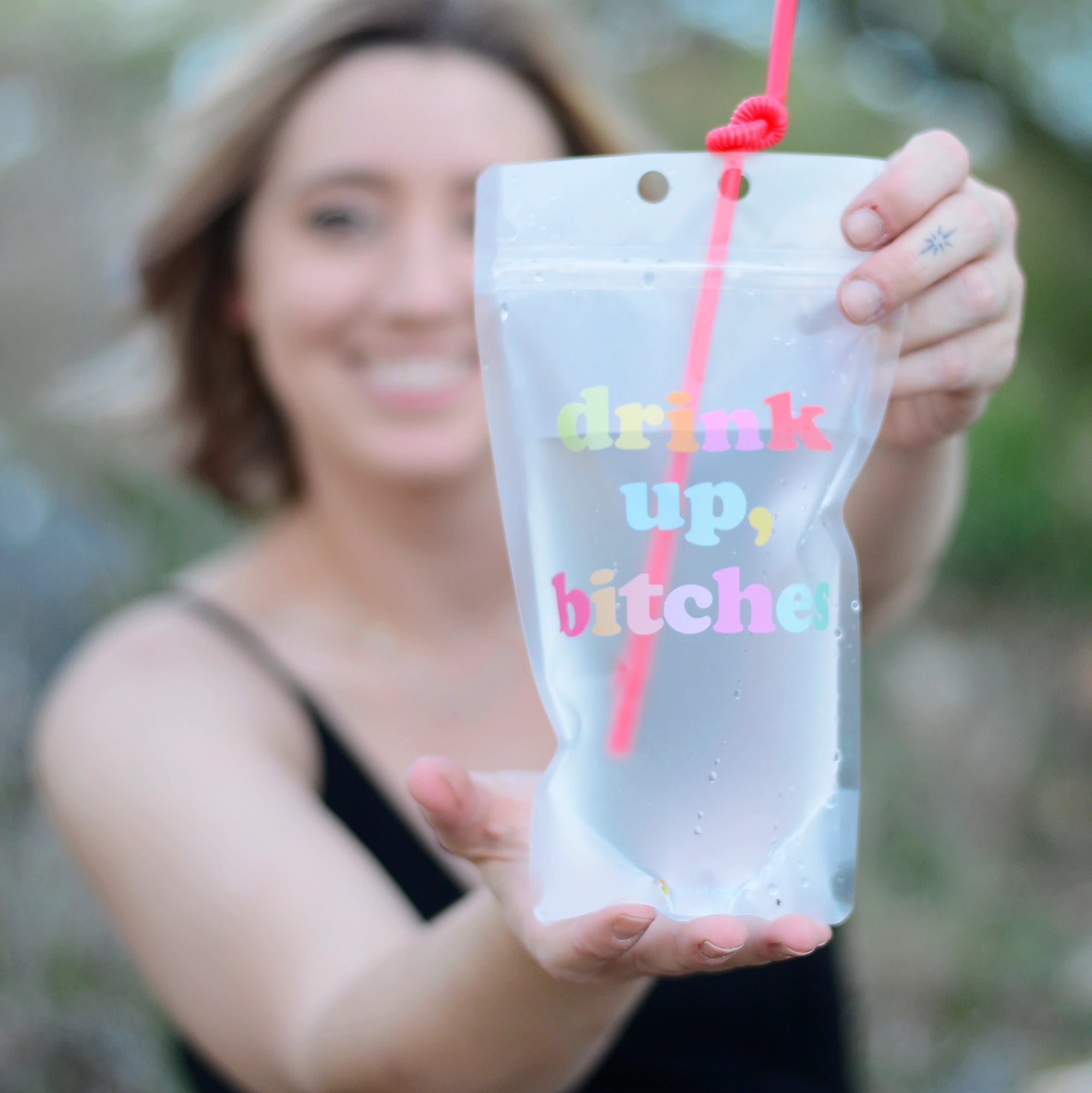 Summer Drink Pouches with Straws Beach Drink Pouches for Adult Translucent  Party Beverage Bags Stand up Juice Pouches Plastic Drink Container with